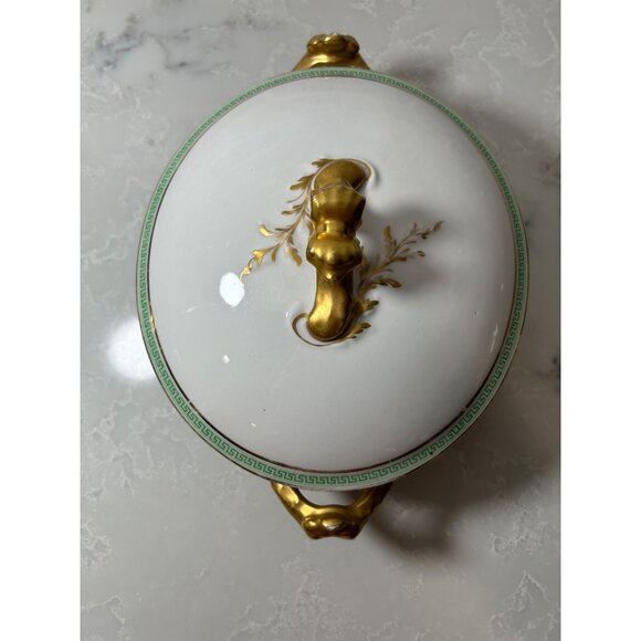 Antique Limoges D&C France L. Bernardaud & Co Covered Serving Dish Gold Accents - Picture 5 of 13